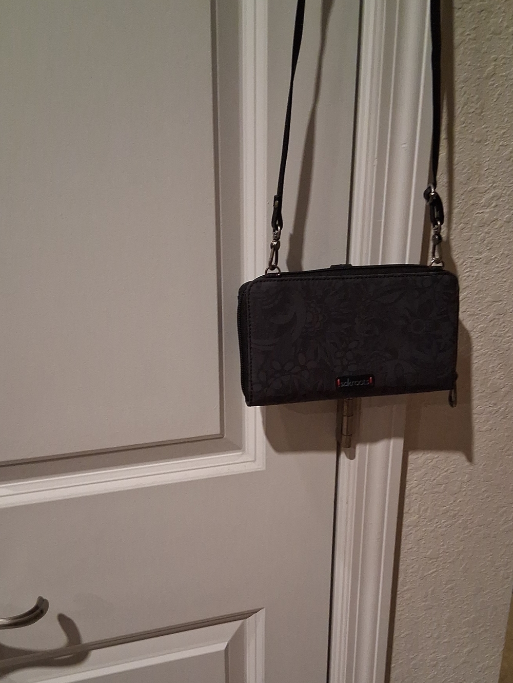 Sakroots Black Floral Smartphone Crossbody Wallet Bag